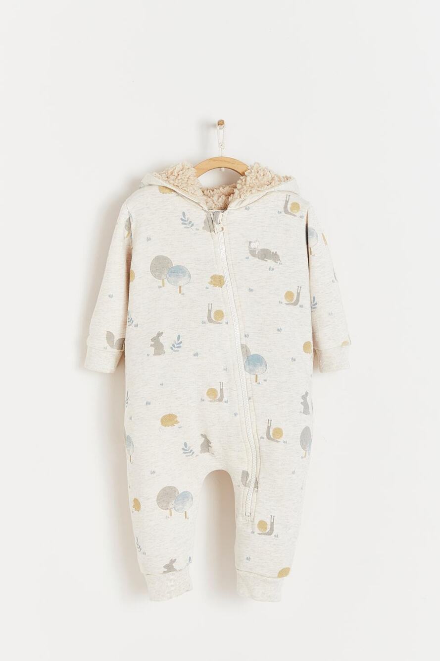 Babycottons Beige Toni Sherpa Lined Zip Coverall One-Piece Unisex baby Newborn